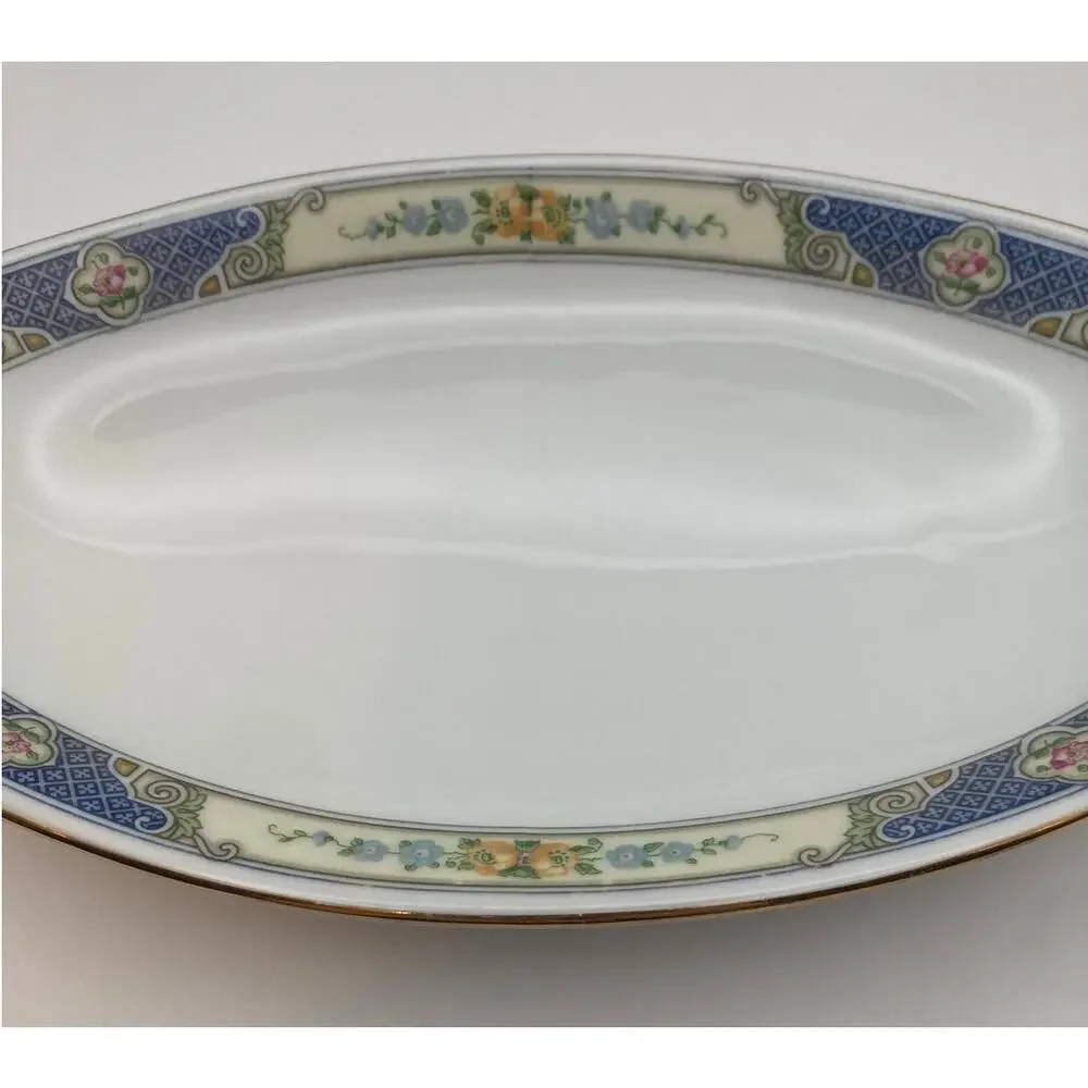 VTG Bohemia Ceramic Works Cecil Pattern Small Oval Au Gratin Dish Czechoslovakia
